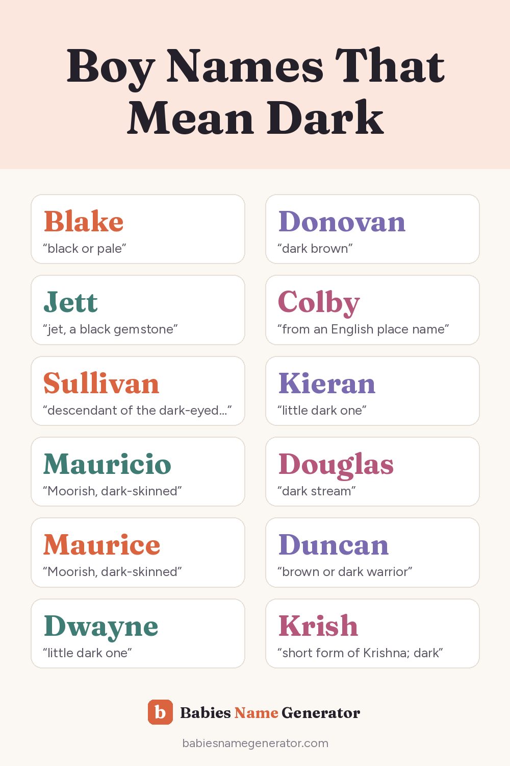 Boy Names That Mean Dark: pin image with example names