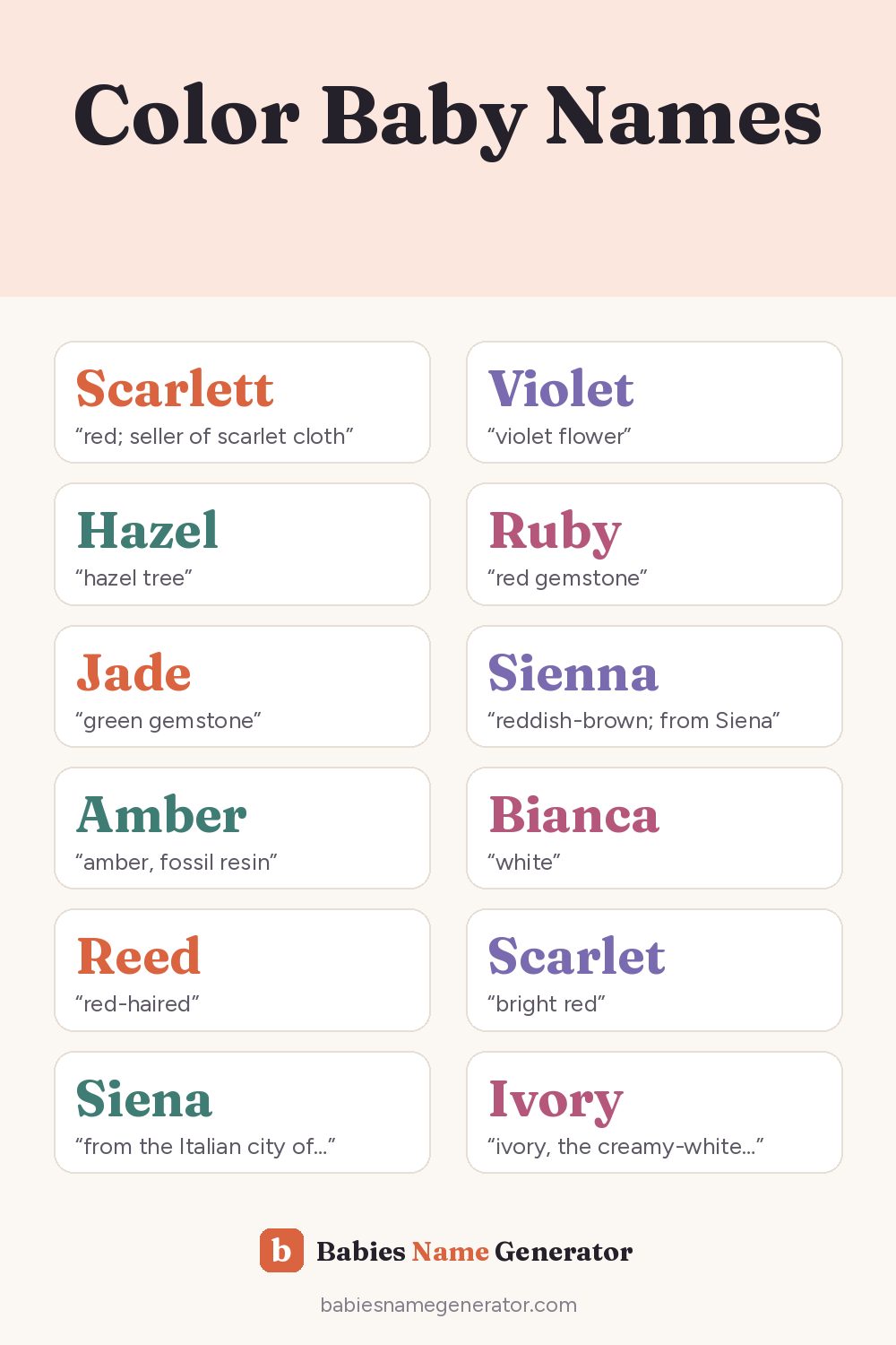 Color Baby Names: pin image with example names