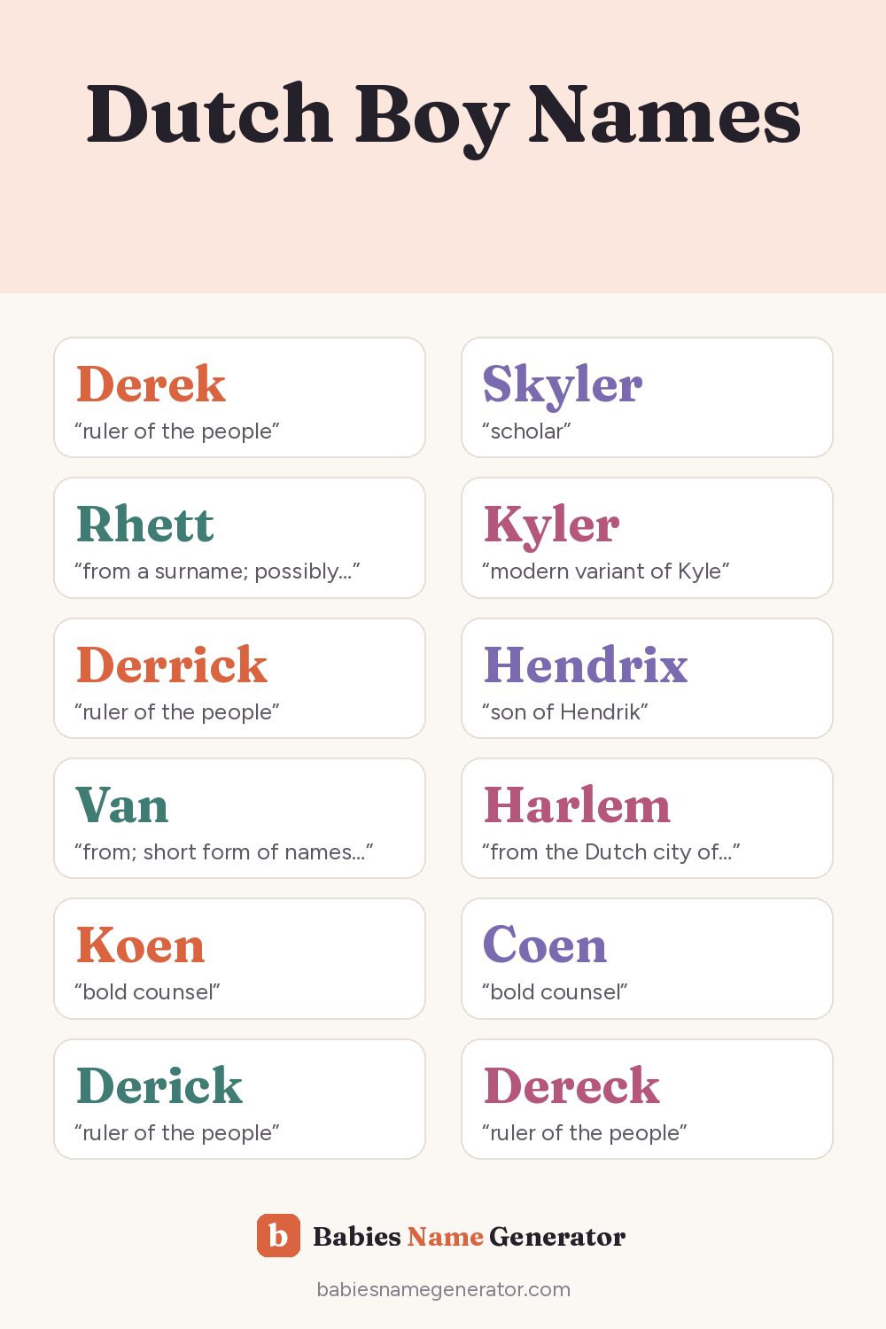 Dutch Boy Names: pin image with example names