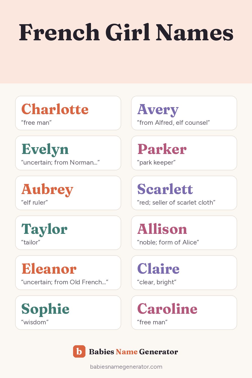 French Girl Names: pin image with example names