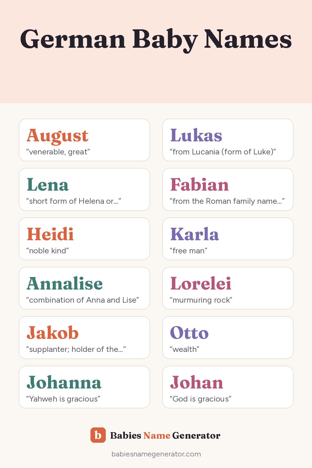 German Baby Names: pin image with example names
