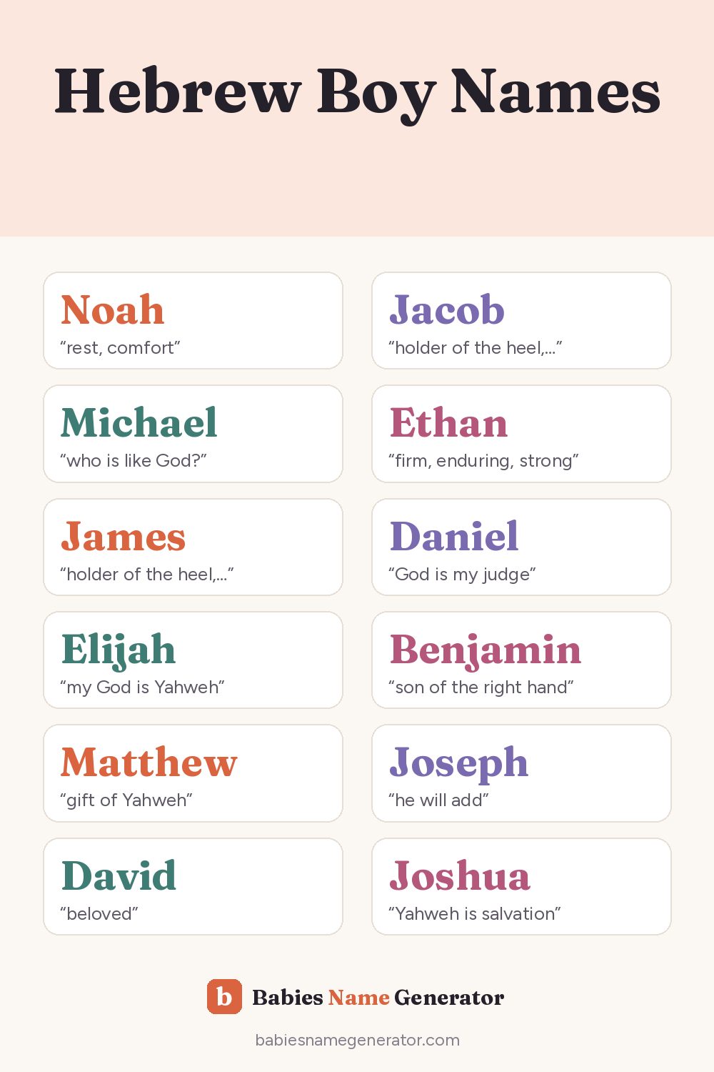 Hebrew Boy Names: pin image with example names