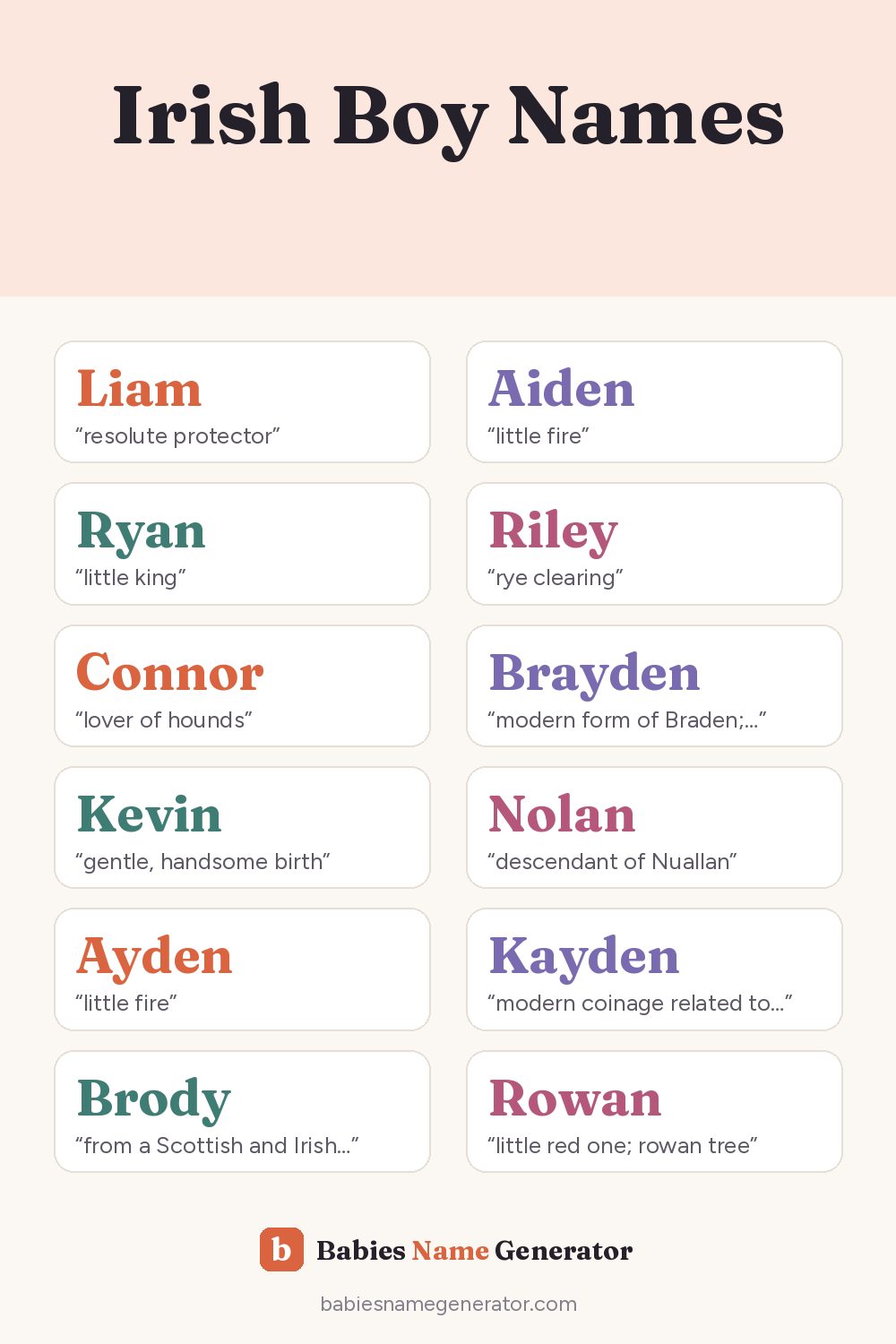 Irish Boy Names: pin image with example names