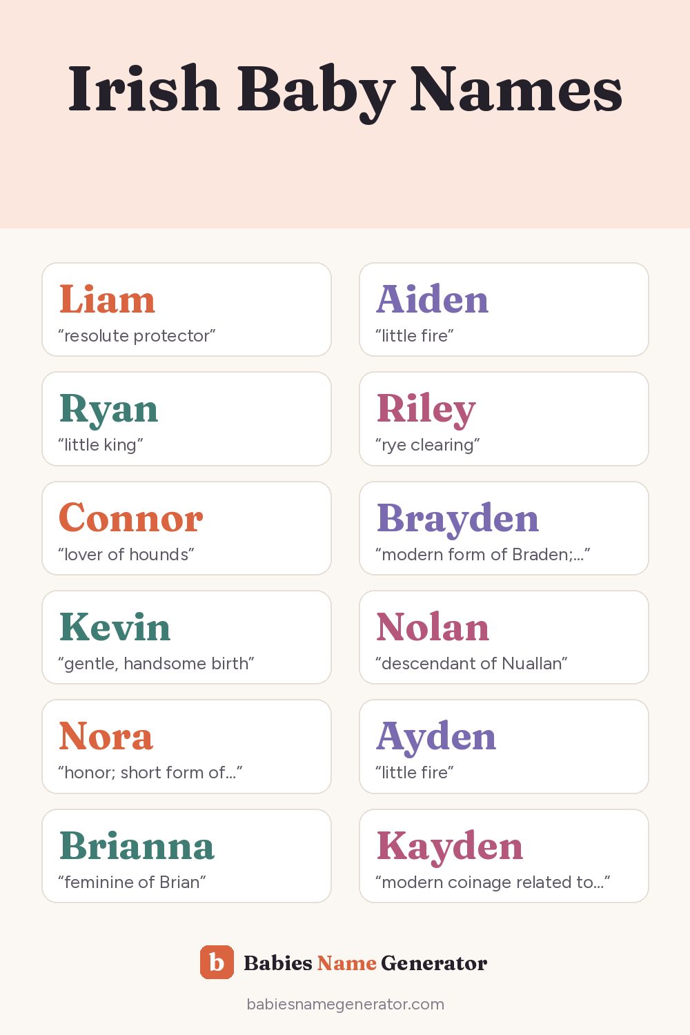 Irish Baby Names: pin image with example names