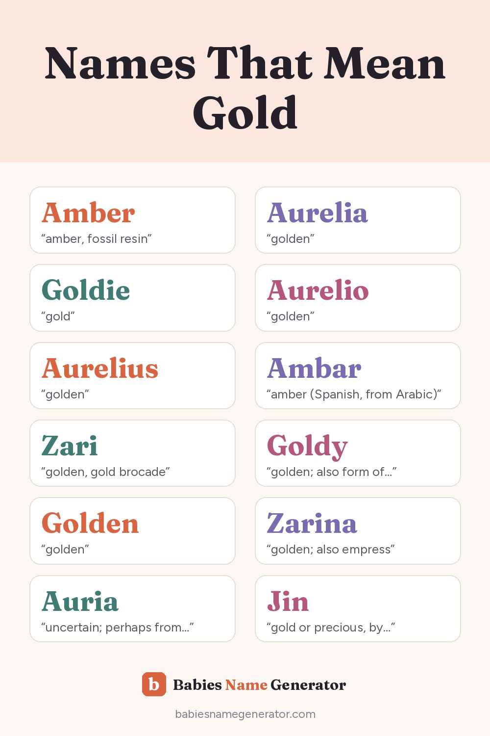 Names That Mean Gold: pin image with example names