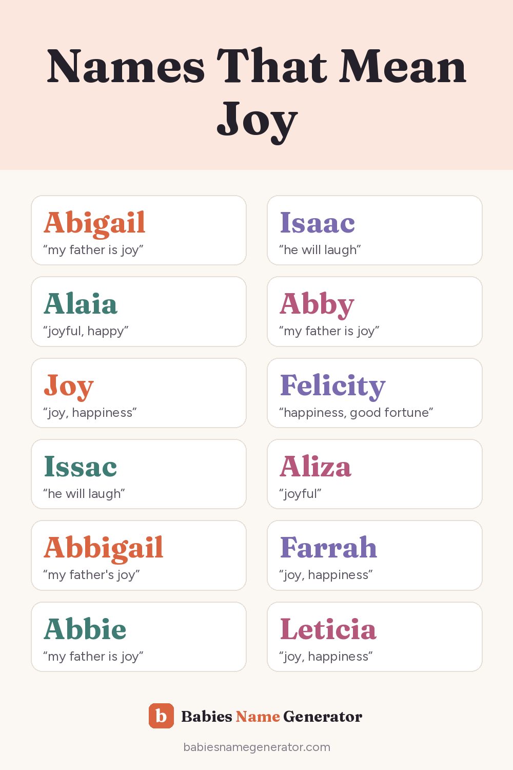 Names That Mean Joy: pin image with example names