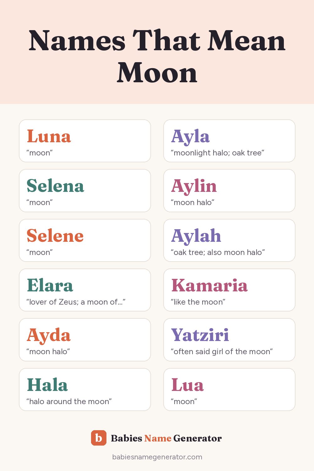 Names That Mean Moon: pin image with example names