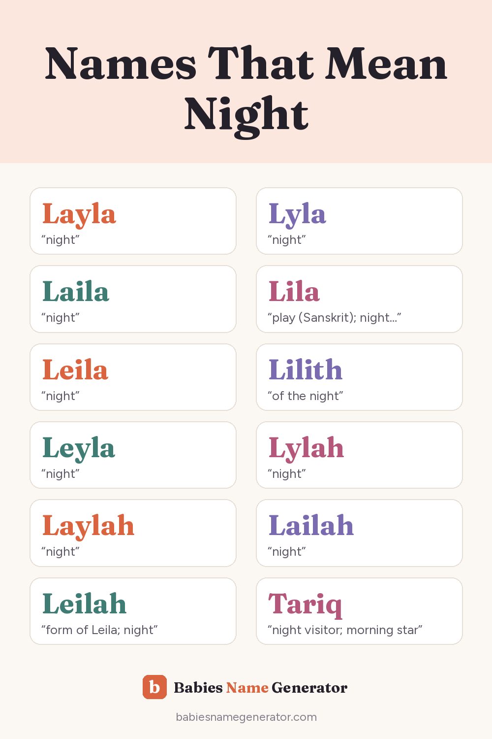 Names That Mean Night: pin image with example names