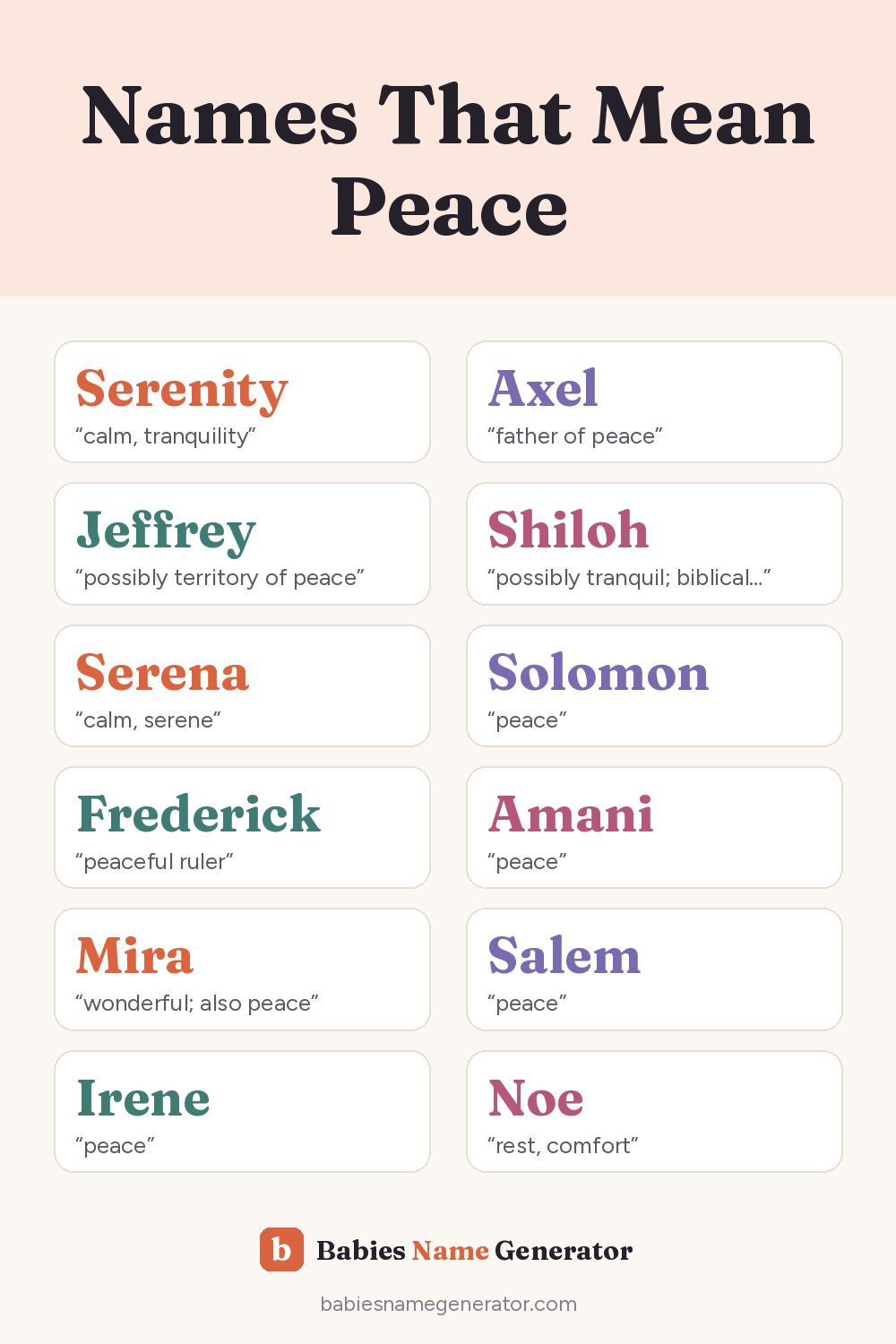 Names That Mean Peace: pin image with example names