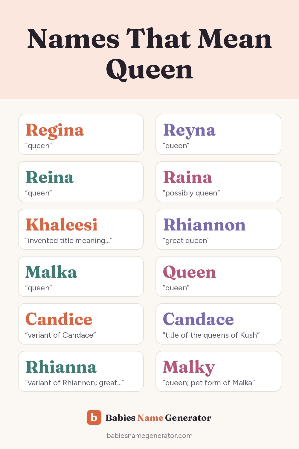 Names That Mean Queen: pin image with example names