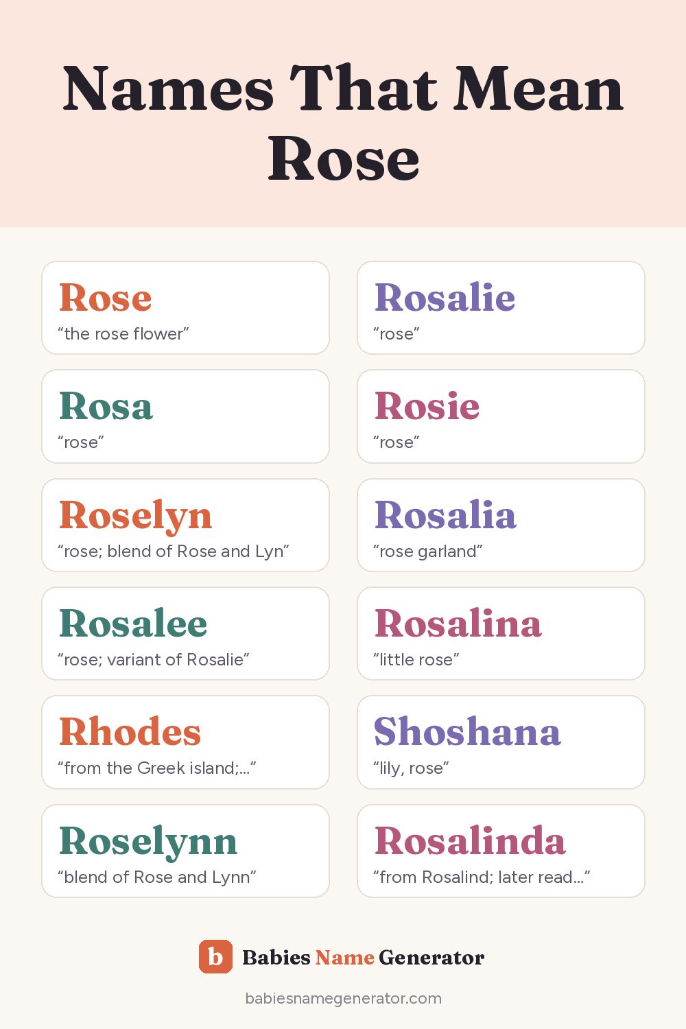 Names That Mean Rose: pin image with example names