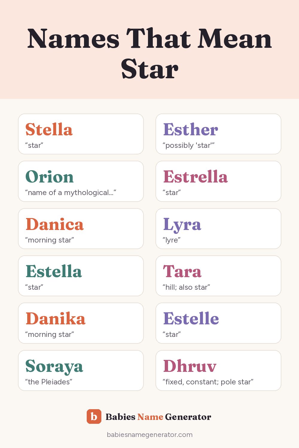 Names That Mean Star: pin image with example names