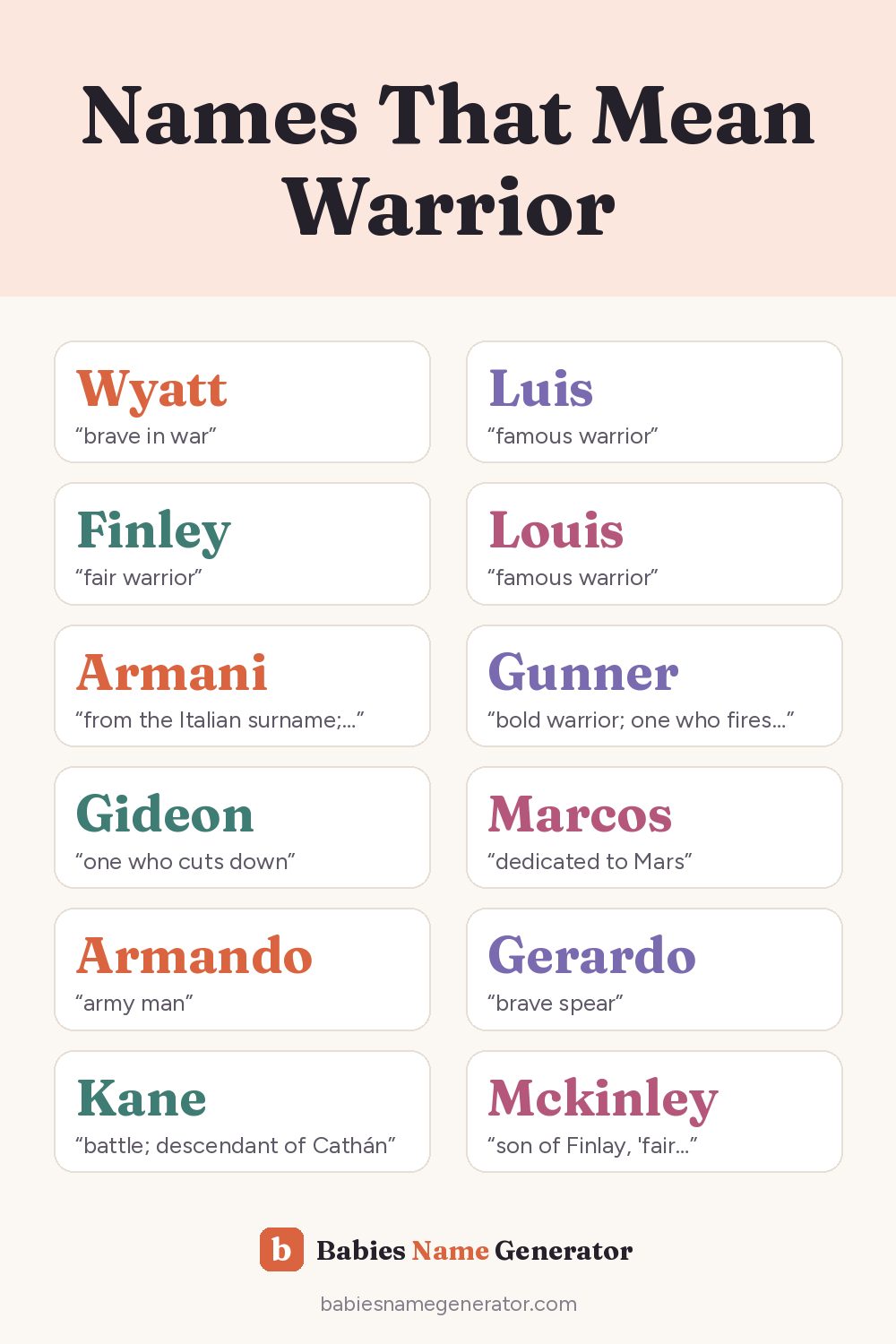Names That Mean Warrior: pin image with example names