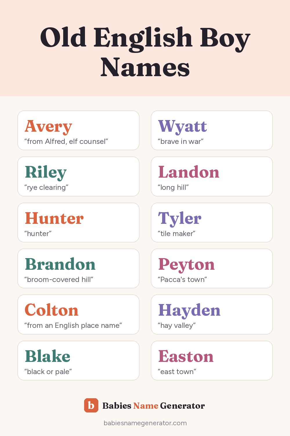 Old English Boy Names: pin image with example names