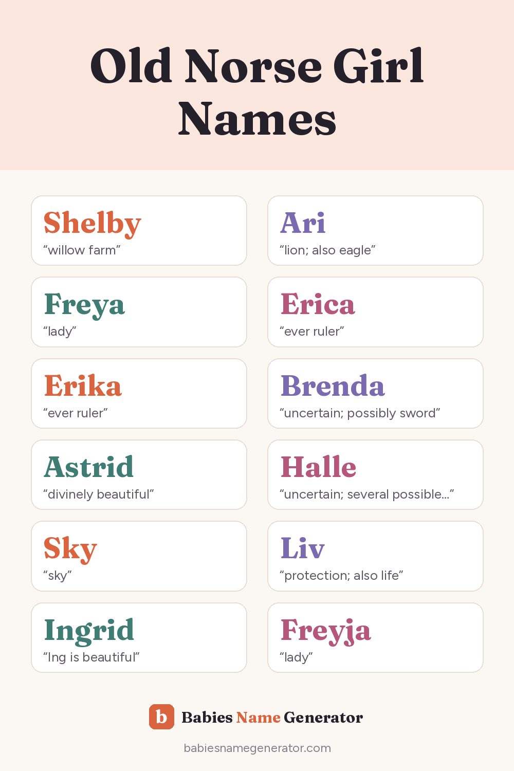 Old Norse Girl Names: pin image with example names