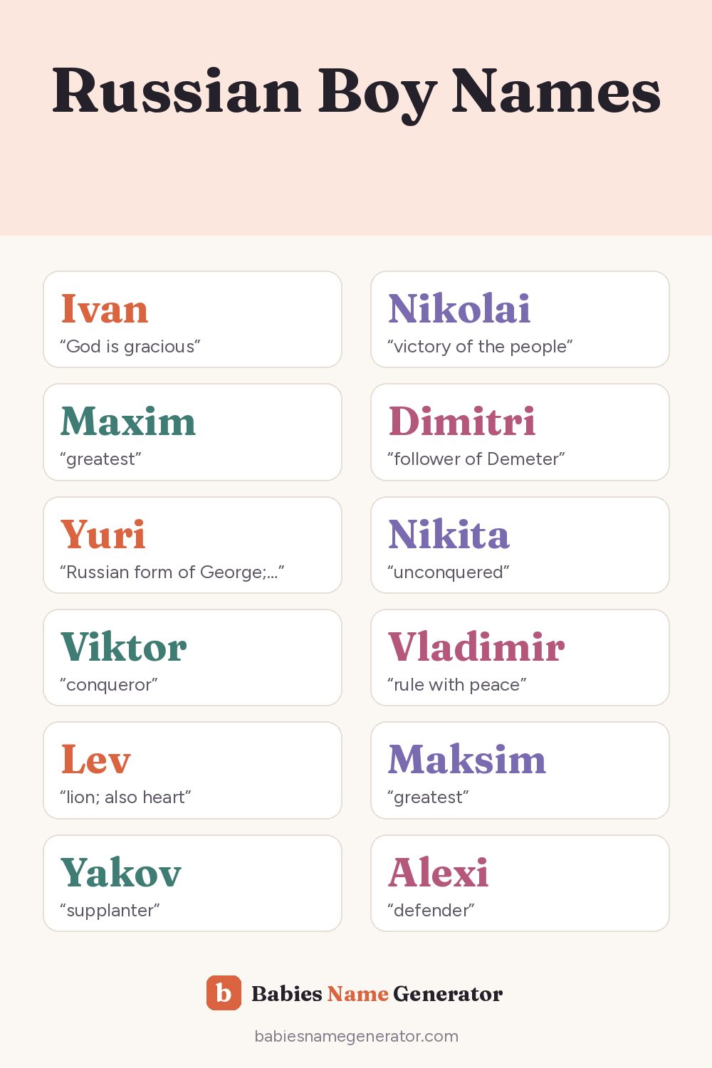 Russian Boy Names: pin image with example names