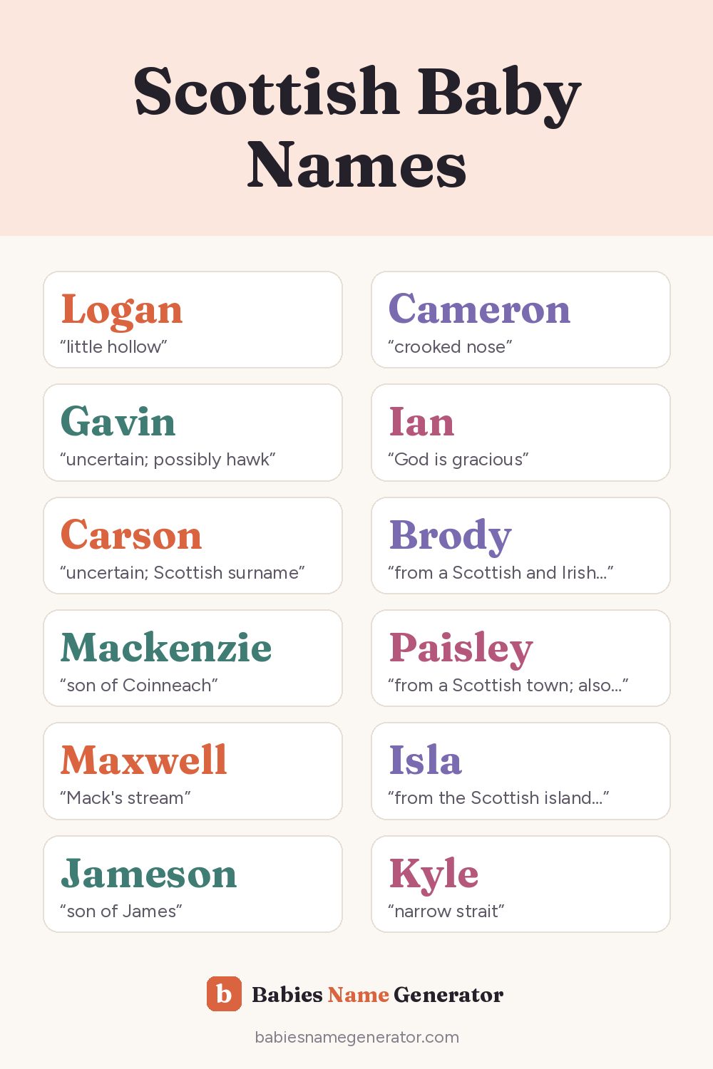 Scottish Baby Names: pin image with example names