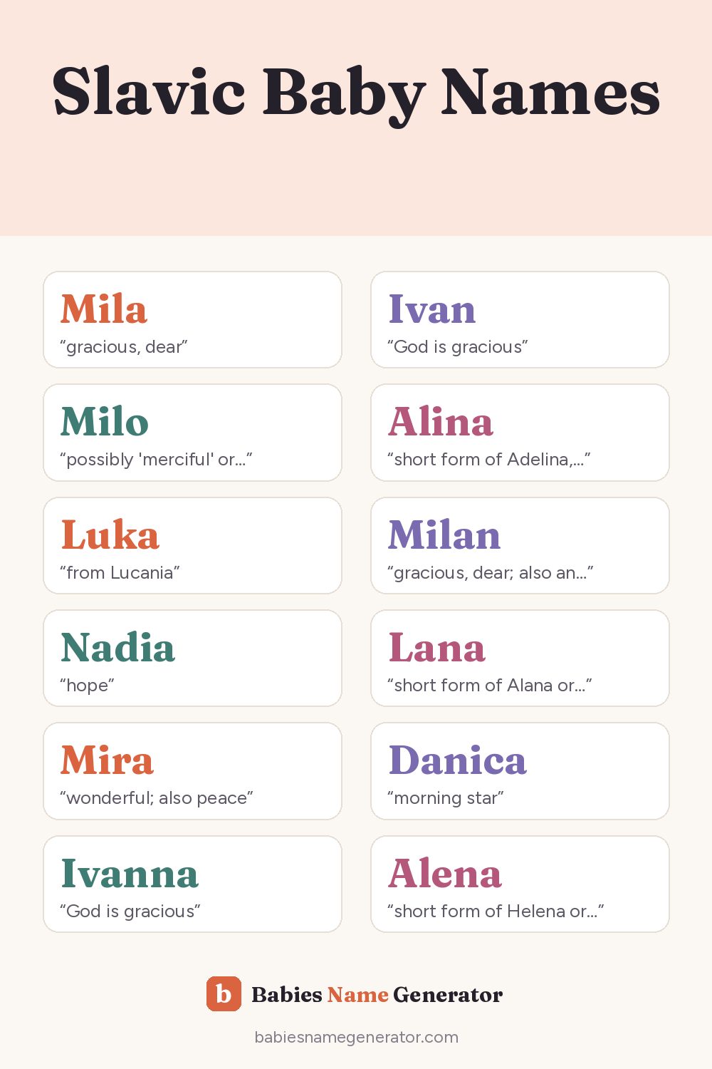 Slavic Baby Names: pin image with example names